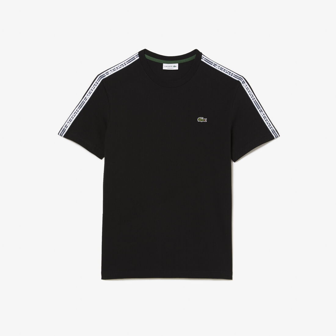 Men's Lacoste Regular Fit Logo Stripe T-shirt (BLACK)