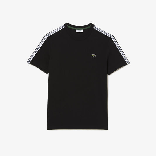 Men's Lacoste Regular Fit Logo Stripe T-shirt (BLACK)