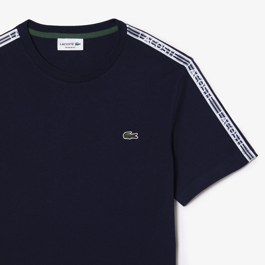 Men's Lacoste Regular Fit Logo Stripe T-shirt( NAVY )