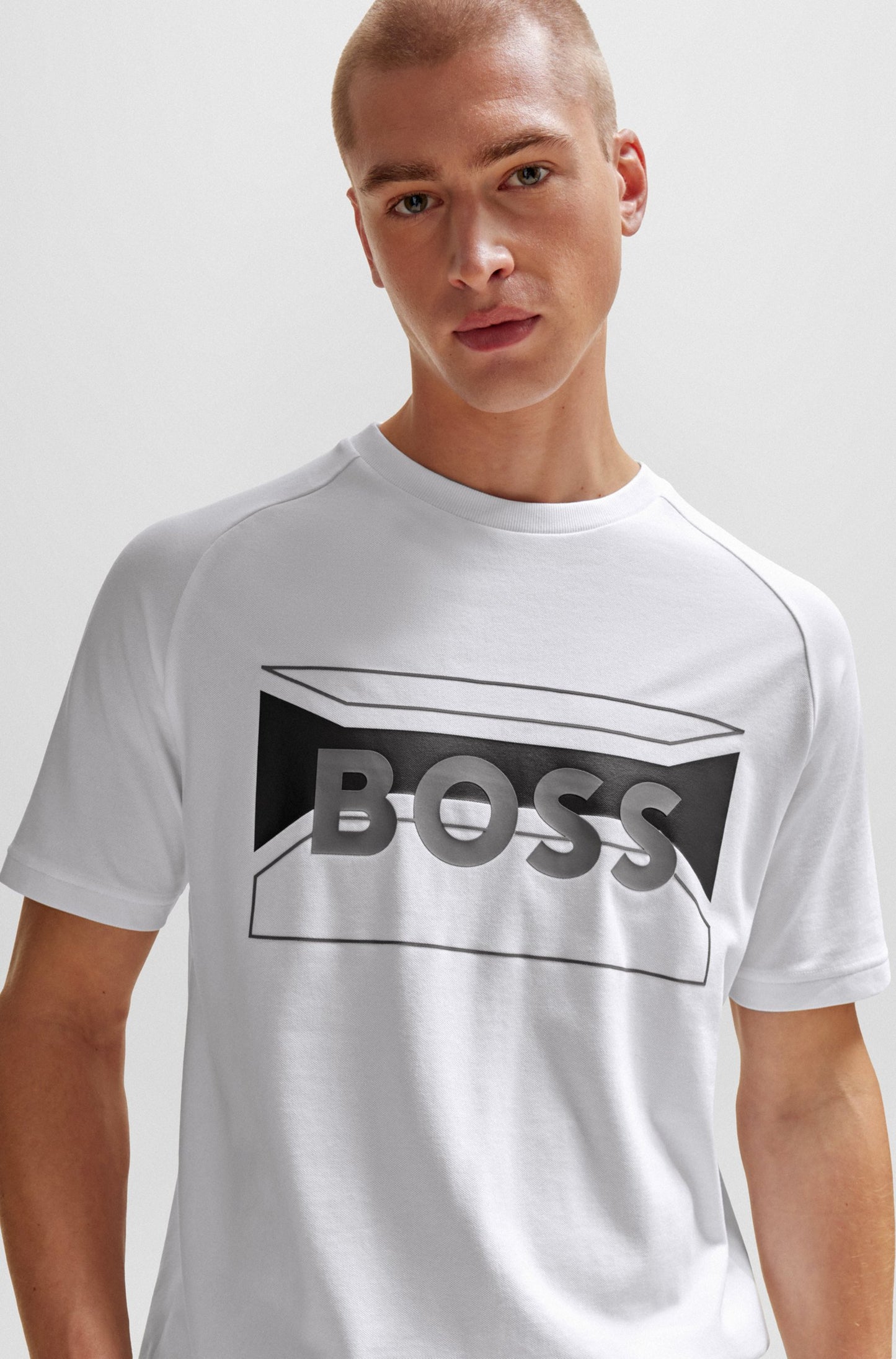 BOSS COTTON-JERSEY REGULAR-FIT T-SHIRT WITH LOGO PRINT