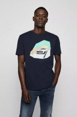 BOSS COTTON-JERSEY REGULAR-FIT T-SHIRT WITH LOGO PRINT